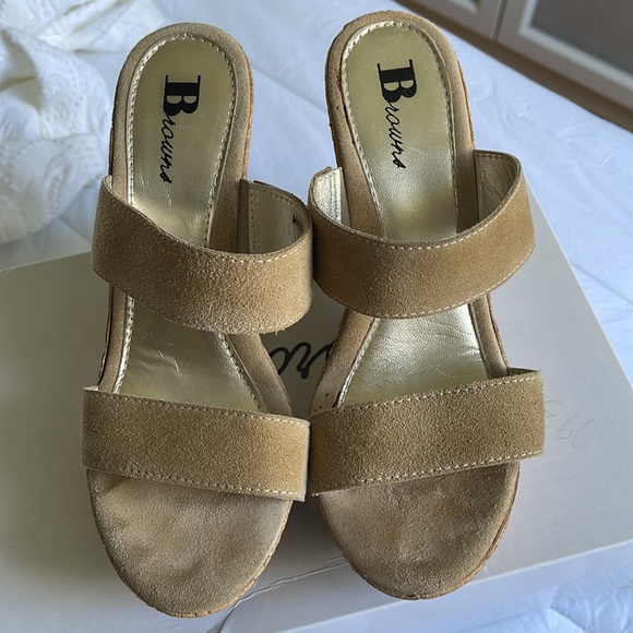 Italian Wedge Sandals with Gold Studs - Picture 5 of 7